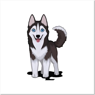 Cute Siberian Husky Drawing Posters and Art